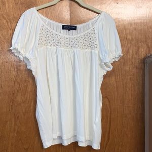 Jones New York signature Ivory crochet trim top, size XL